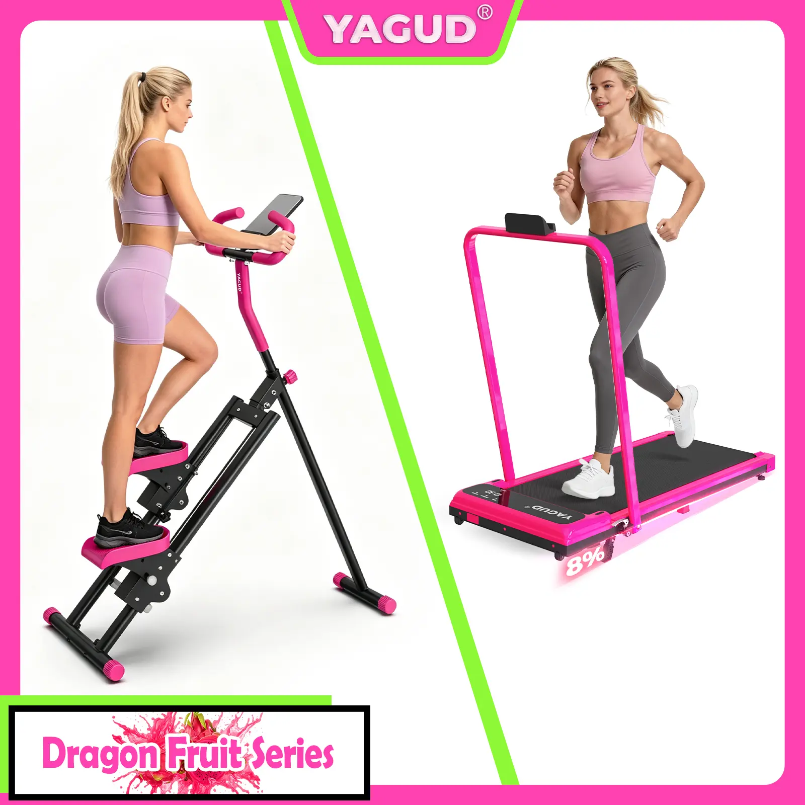 【Dragon Fruit Series】YAGUD  Walking Pad & Stair Stepper, Home Gym Set for Full Body Workout