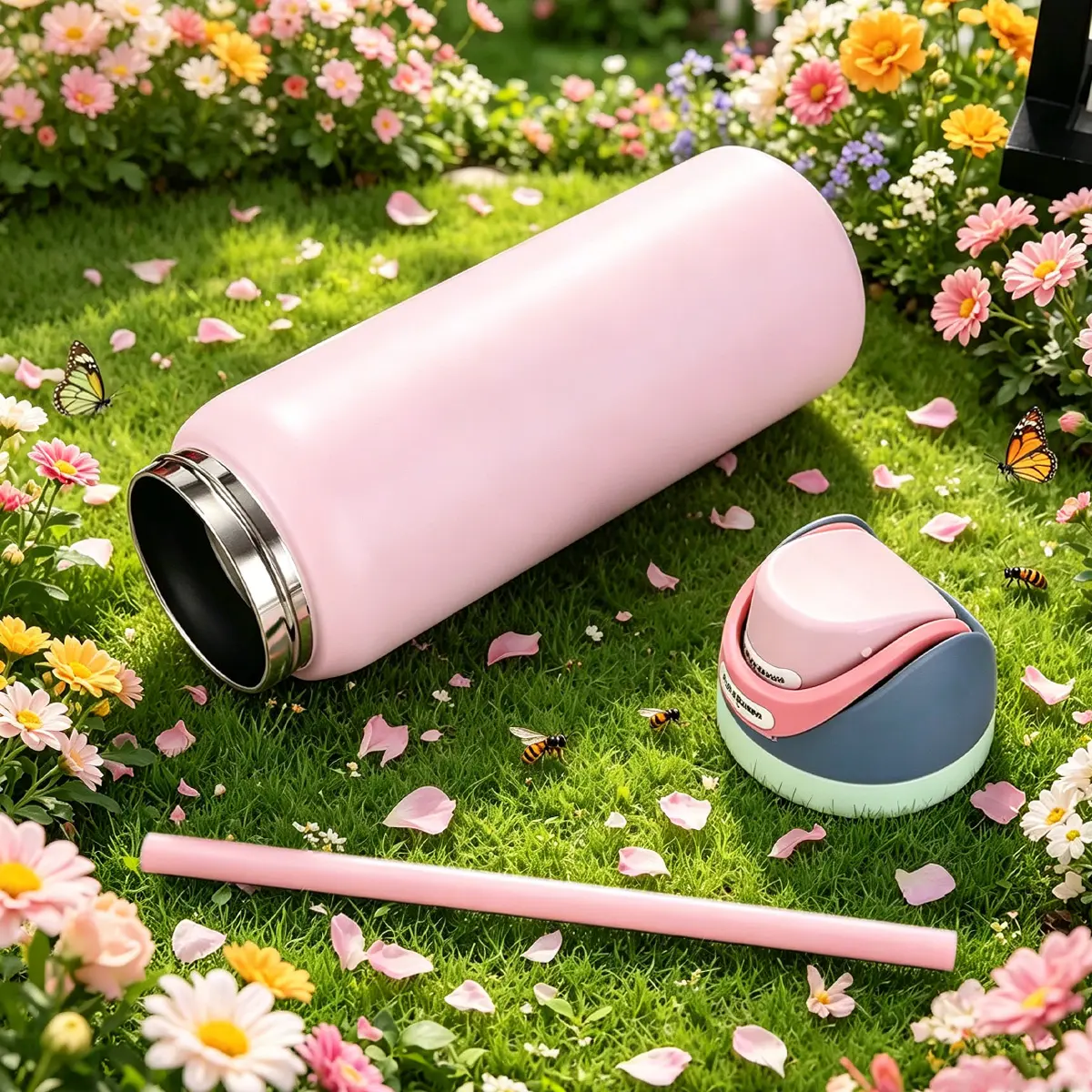 (Macaron Rainbow)304 stainless steel inner tank,Resistant to falling and not easy to break-Portable water bottle,double vacuum 100% leak proof-32Oz/945 ml bike bottle-4th of july decor-Soccer Gear-Summerwins-camping accessories