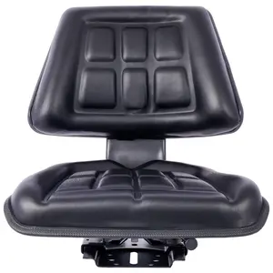 Tractor Seat with Backrest - Black Slide Track Steel/PVC Seat for Mowers & Compact Tractors