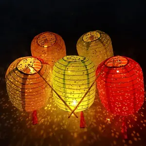 12Pack Paper Lanterns Chinese Japanese Hanging Paper Lanterns with LED Lights Sticks Tassels 6.3Inch Oval for Chinese Lunar New Year Decorations 2026 Spring Festival Valentines Wedding Party Decor
