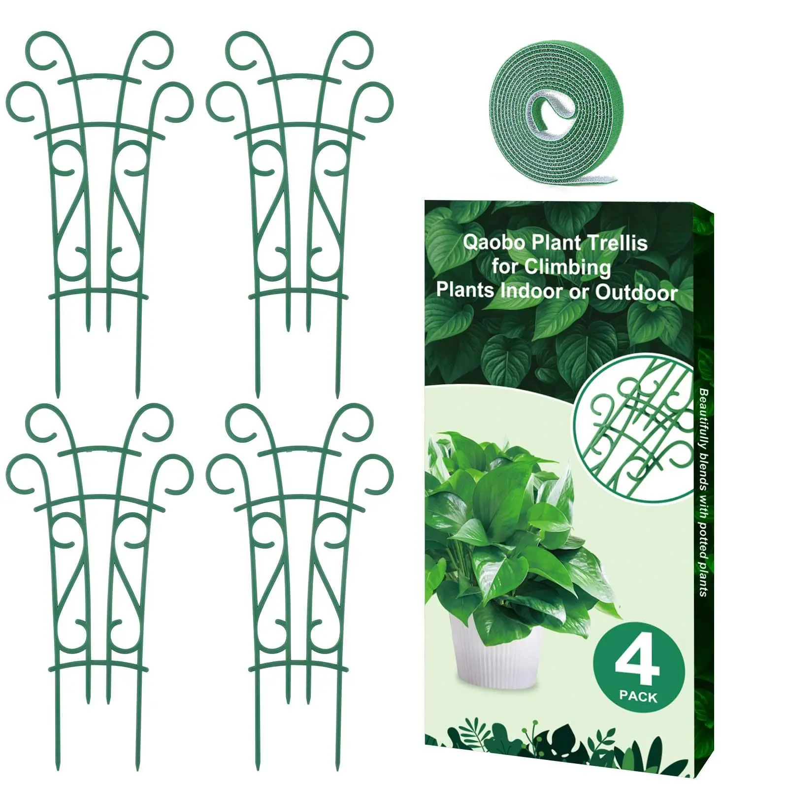 4-Pack Stackable Potted Plant Trellis Plant Riser, Indoor-Outdoor Garden Supplies, Climbing Houseplant Support with Garden Wire for Pothos, Hoya, Mini Trellis For Plants, Box Set Planter Trellis Climbing Plant Stand Plant Risers For Pots Outdoor