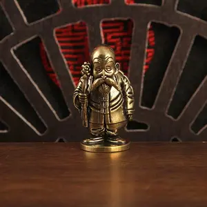 Pure Brass Staff Turtle Immortal Decoration Statue Figurine, Decorative Ornament for Home & Office, Unique Gift Idea