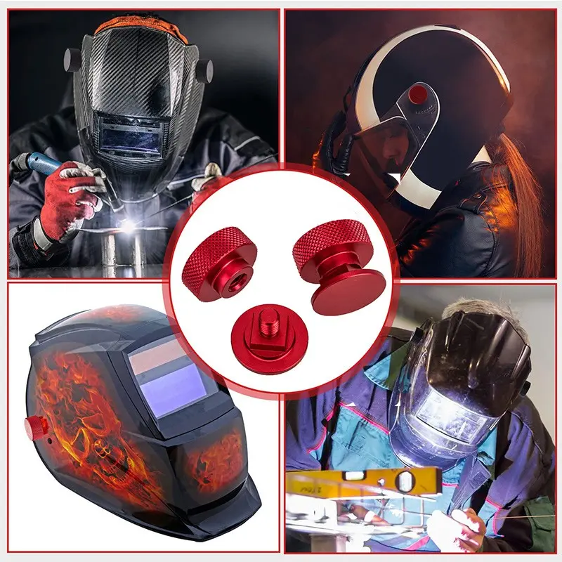 Welding helmet visor fastener safety cap replacement parts accessories screws flip aluminum cap - 1 pair (anodized knurled) Welding Mask Welding Accessory