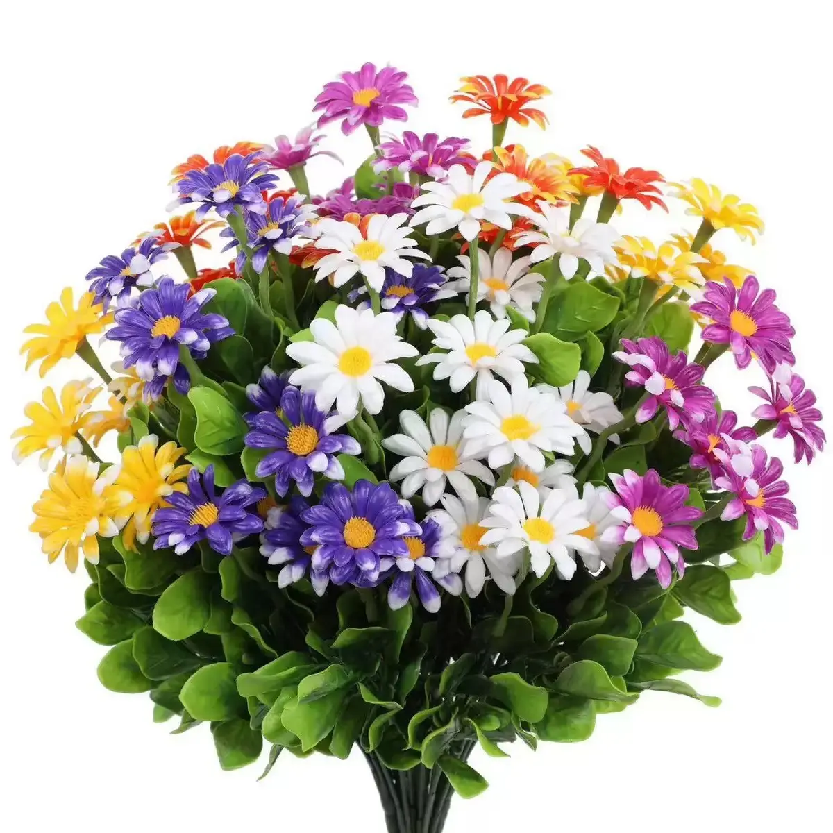 10 Bundles Artificial Daisies Plastic Flowers Outdoor UV Resistant Fake Daisy Faux Plants for Home Window Box Garden Planter Indoor Outside Decorations Decoration Items Decorative Flowers (Multi-Color)