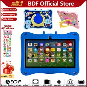 7-Inch Android 13 Kids Touchscreen Tablet, 4GB+64GB Storage, Parental Control, Web Browsing, Learning Games, Drawing Tool, Music Player, E-Book Reader, Shockproof Case, Dual Cameras, Learning Entertainment Tablet, Android Tablets