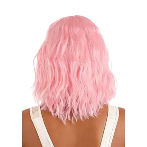 Women's Light Pink Wavy Wig