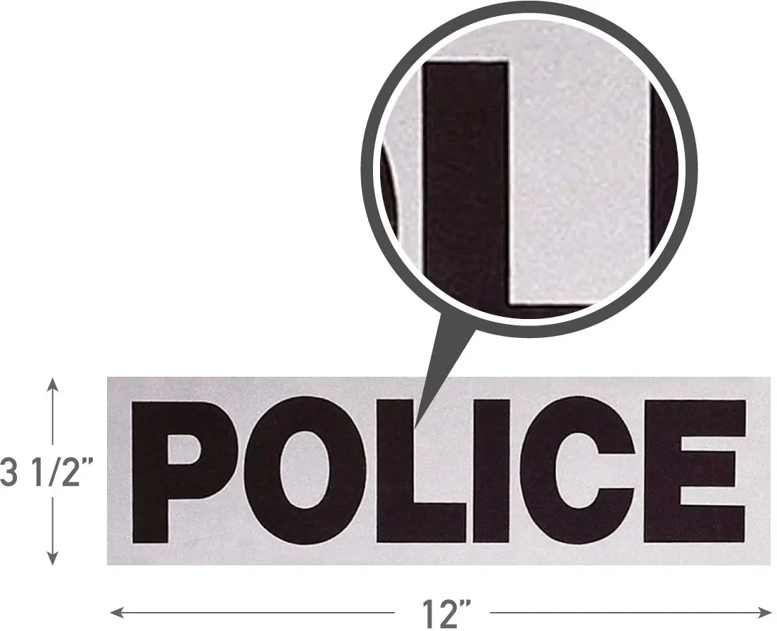 3.5"x12" Law Enforcement Uniform Reflective Embroidered Branch Long Tape, 3M Scotchlite Reflective Strips, Iron-On Sewing Accessory