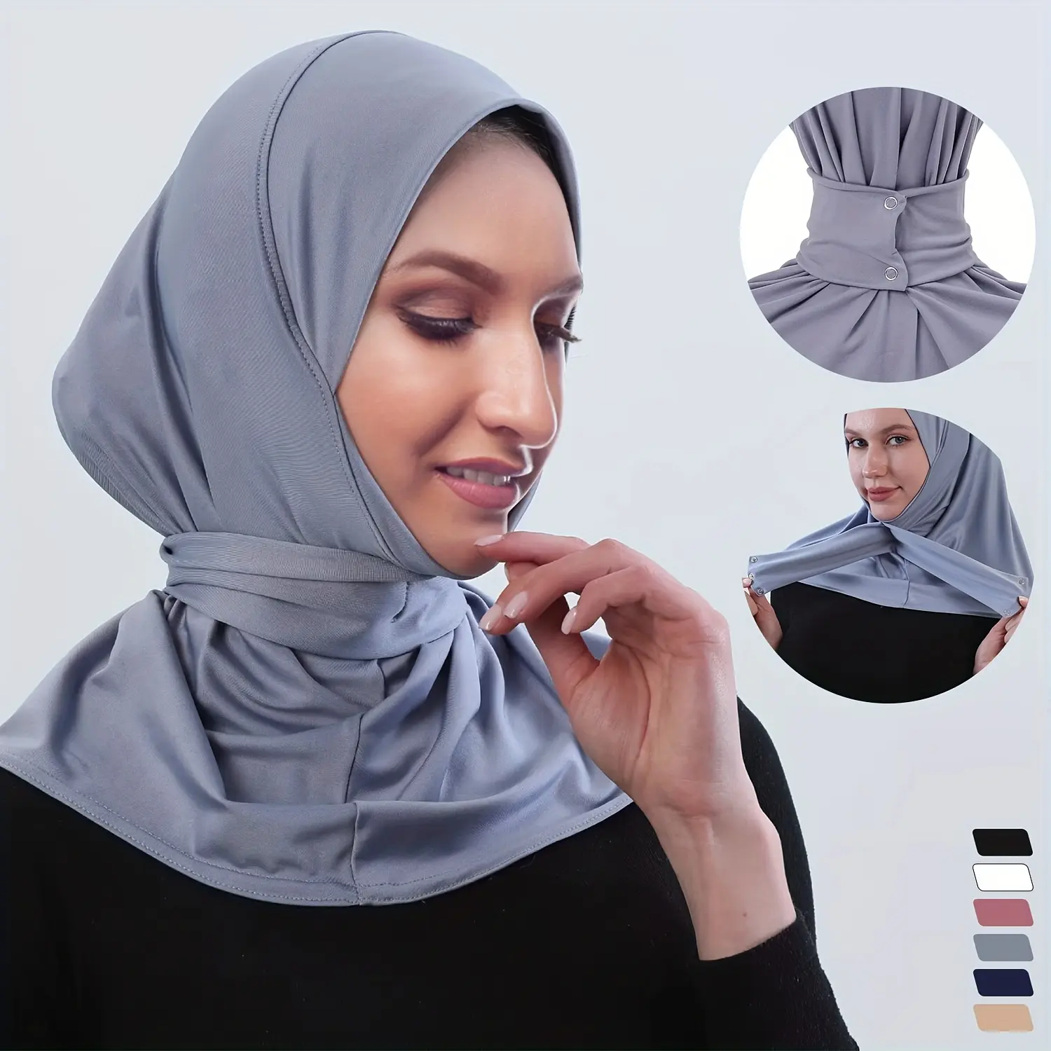Solid Full-Coverage Sports Hijab for Female, Breathable and Moisture-Wicking Fabric for All Seasons Outdoor Sports, Headwear