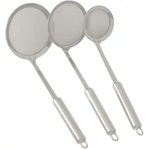3 Pcs Stainless Steel Mesh Hanging Food Filter Set, 3 Sizes (Diameter 4.72, 4.13, 3.03 Inches) , Long Handle Filter Spoon, Durable Kitchen Tools, Used for Oil Filter Skimming Grease and Foam Utensils, resistant kitchen utensil