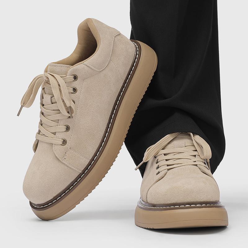 Vintage Workwear Icon: Camel Suede Platform Casual Shoes