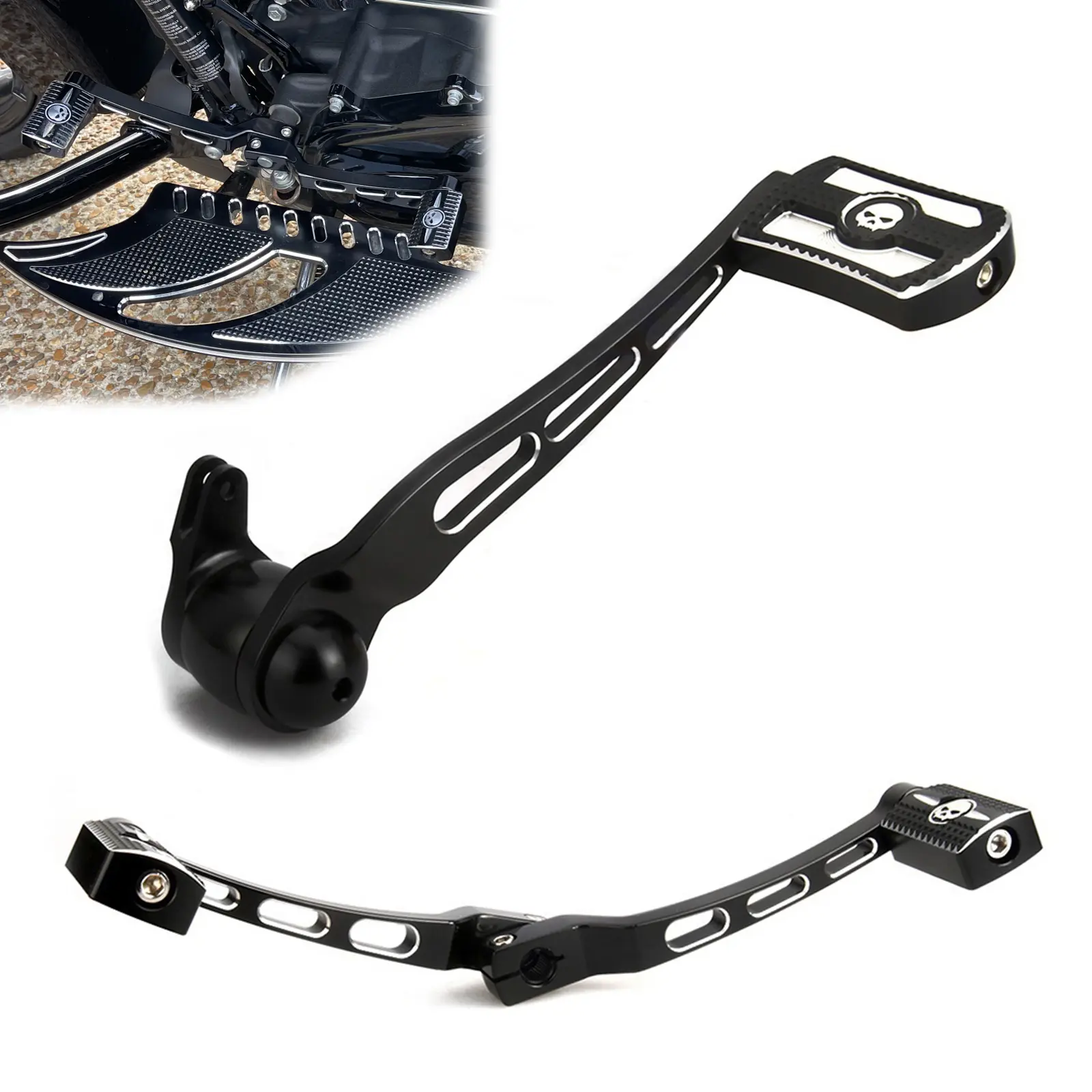 Ness Edge Cut Brake Arm & Shift Lever Kit with Shifter Pegs, 1 Inch-1" Longer Than Stock, CNC-Machined Billet Aluminum Upgrade, Harley Compatible for 2008-2013 Touring Street Glide Road King, Premium Craftsmanship