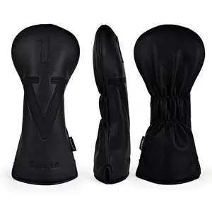 SuperKit Golf Club Head Covers Black Full Set for Enhanced Protection and Style Premium Quality Material Accessories Leather Hybrid Driver Funny Headcover Top Fan Top Cover for Women Golfers