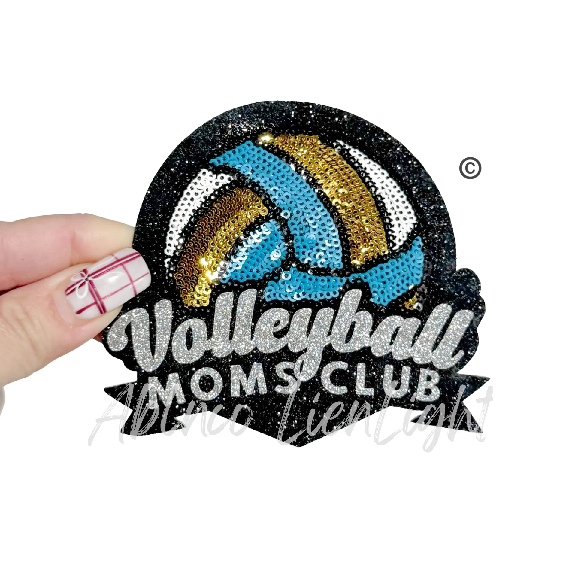 Volleyball Moms Club Sequin Patch