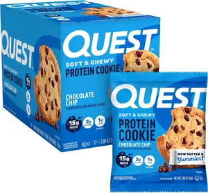 Quest Nutrition Chocolate Chip Protein Cookie, 15g Protein, 1g Sugar, 2g Net Carbs, Keto Friendly, High Protein, Low Carb; 12 Count
