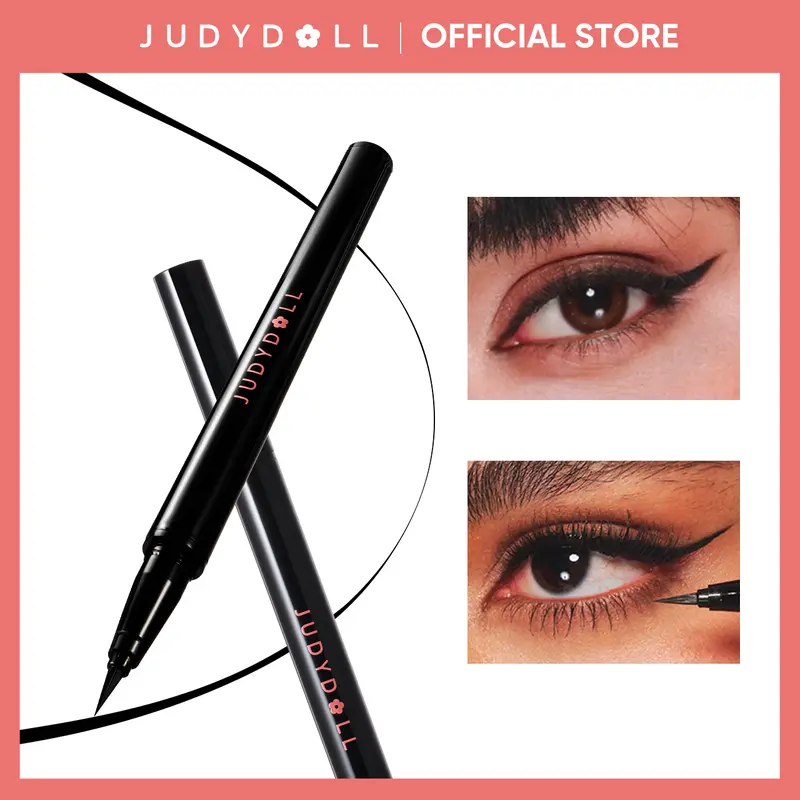 JUDYDOLL Ink Glider Longwear Liquid Eyeliner Cosmetic, Smooth Easy Glide, Intense Black Pigment, Waterproof, Smudge-Resistant, 24H Wear, Beginner-Friendly Makeup, Summer Essential