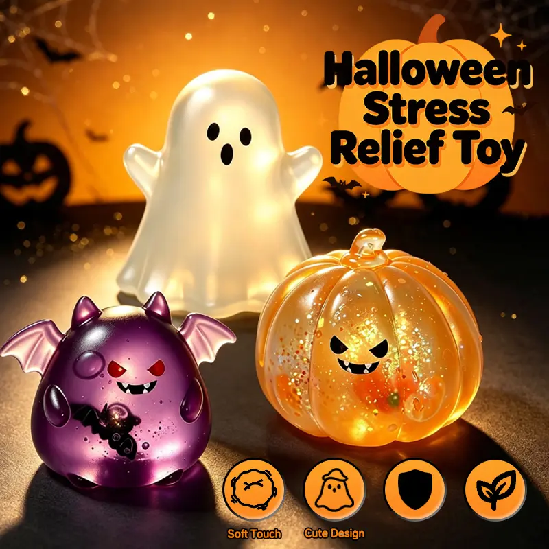 Cute Halloween scary ghost Maruko squeezetoy set, portable stress-relief hand squeezetoys, perfect Halloween party treat bag fillersand holiday gifts sohochicHalloween Gifts