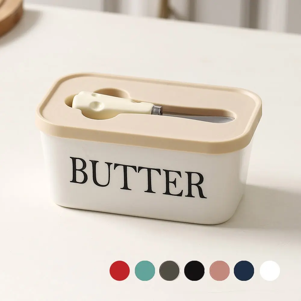 Rectangular Ceramic Butter Box Sealed Jar with Knife, Western Style Home Cheese Container, Kitchen Storage Containers, Airtight Food Storage, Airtight Jars