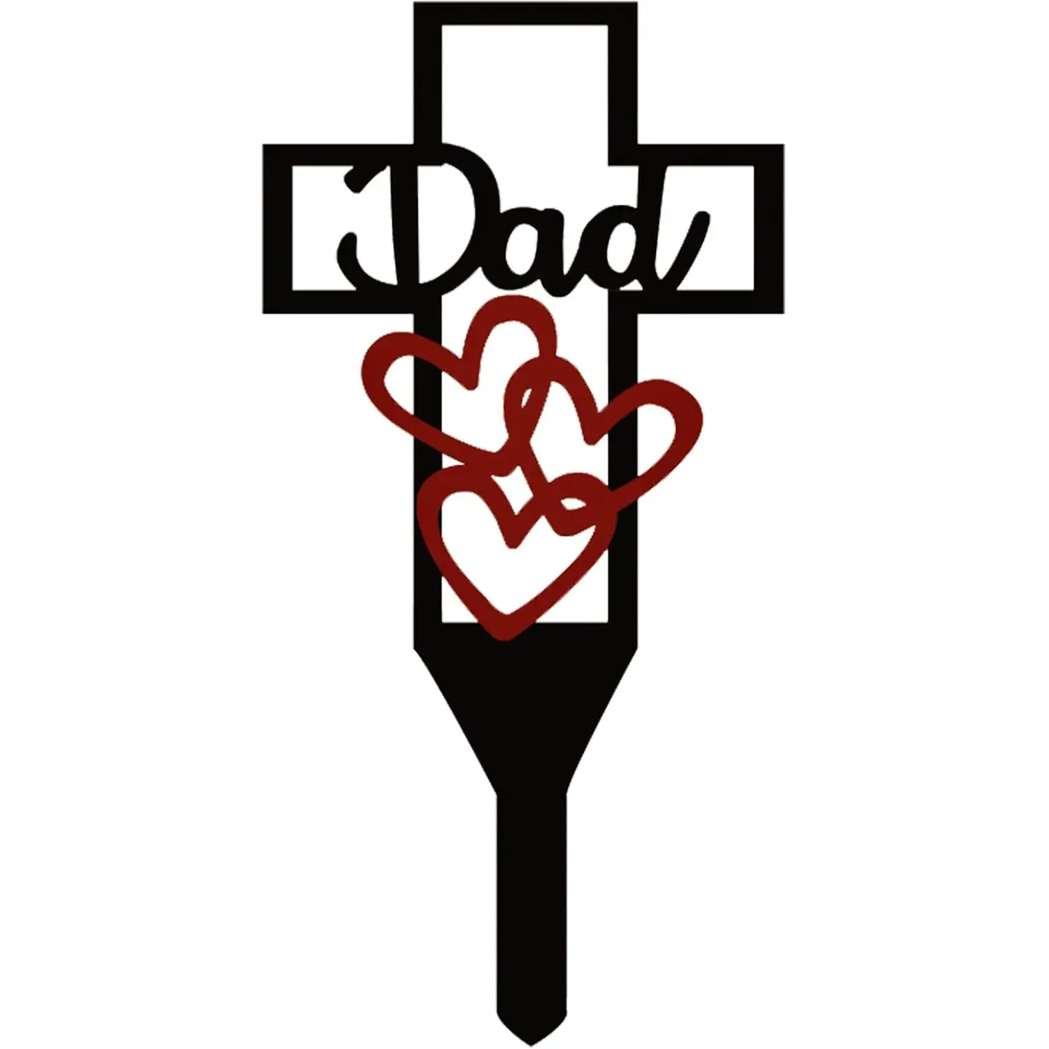 Metal Cross Grave Marker for Dad - Heavy Duty Cemetery Memorial Stake, 12 x 6 Inch Father's Remembrance Cross for Cemetery & Garden
