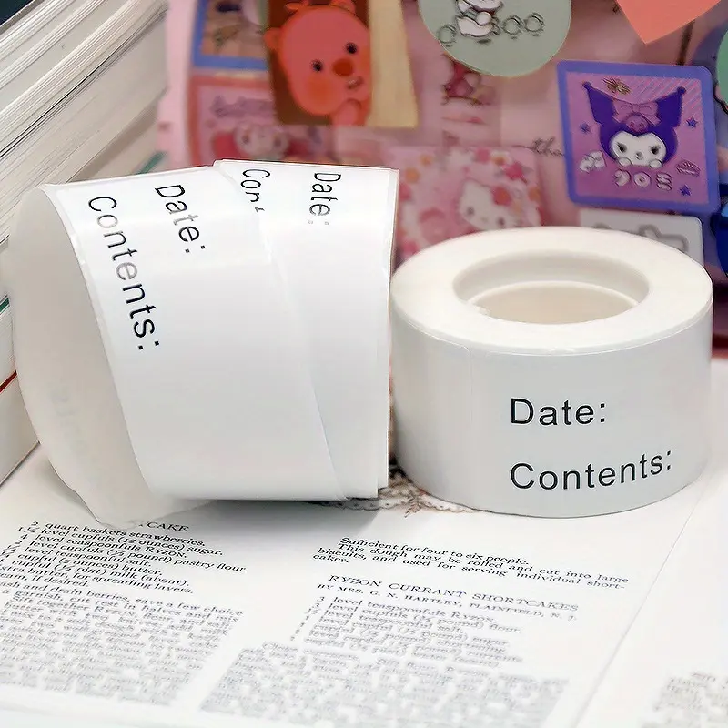 1 Roll Refrigerator Storage Sticker Labels, Handwritten Label Date Content Paper, Record Kitchen Jar Seal Bottle Label