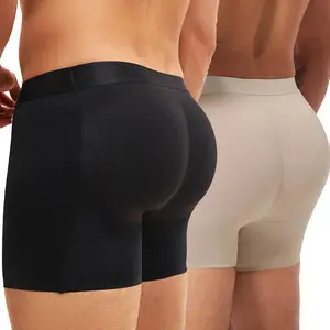 1/2/3/4 Pack Menswear Butt Lifter Padded  Boxer Briefs Hips Enhance Shorts Body Shaper Shapewear Breathable Fabric Elastic Sports Natural Slim-Fitting Pants for All-Day Comfort Trunks Compression Body Shaping Set