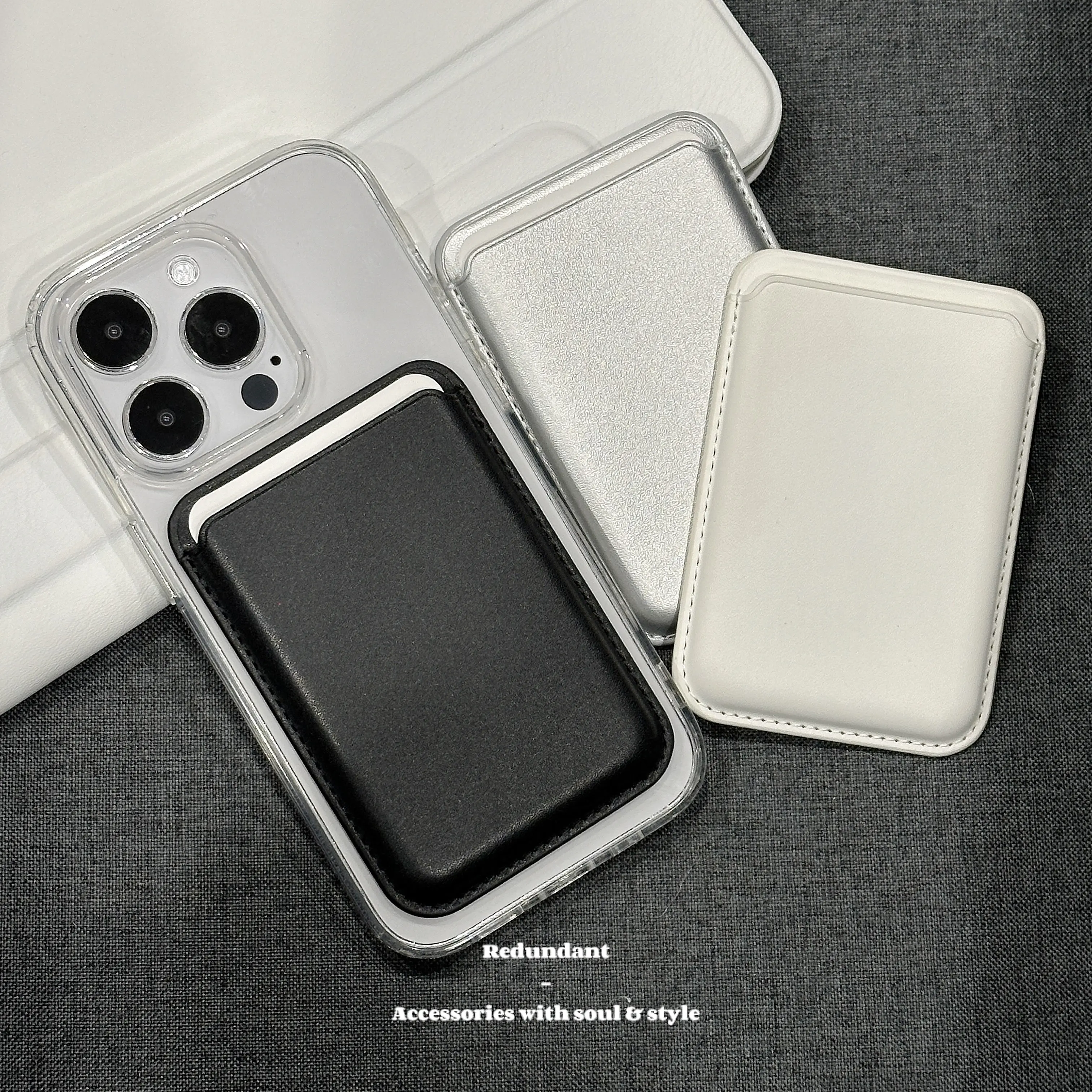 Magnetic wallet for iPhone Lightweight Magnetic Phone, for Mag-Safe Wallet Tracker, iPhone 17/16/15/14/13/12 de cartera, soporte para 4 tarjetas, Vegan Leather