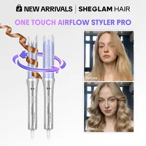 SHEGLAM HAIR One Touch Airflow Styler Pro-Silver Purple, Cool Air Auto-Rotating Curling Iron, 5 Min Quick Styling, 360° Cooling Airflow, One Touch, Long-Lasting, 5 Temps, Anti-Scald, Auto Off, For All Hair Types - US Plug-Coachella-mothersdaygift