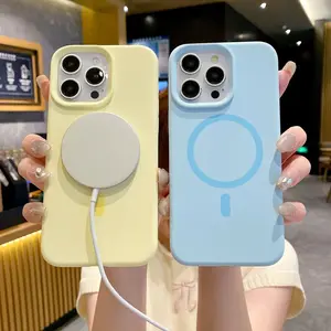 compatible liquid silicone magnetic phone case For iPhone 16 Pro Max/ 15/14/13/12Phone case -ckzd01