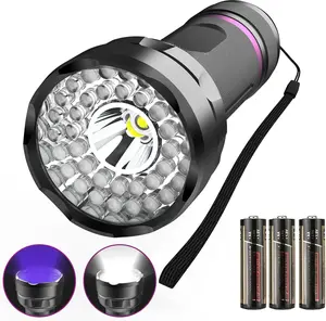 LED Flashlight, Multifunctional Flashlight with UV and White Light, 395nm Black Light, 300 Lumens High  Flashlight for Camping, , Pet  Stains,   Included