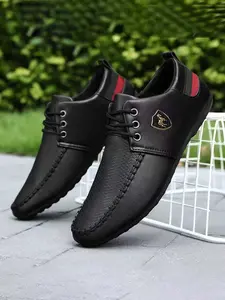 Men's Casual Plain Color Lace Up Loafers, Fashionable Comfortable Shoes for Daily Wear, Office Commuting Shoes, Lightweight Breathable Shoes for All Seasons, Footwear