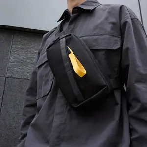 BOPai Chest Sling Shoulder Expand Crossbody Bag for Men Black