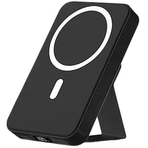 【Fathersdaygift】Magnetic Power Bank 10000mAh Wireless Portable Charger with USB-C Cable LED Display Foldable Battery Pack for iPhone17/ 16/15/14/13/12/Pro/Pro Max Series Charging Compact Silicone Black fold