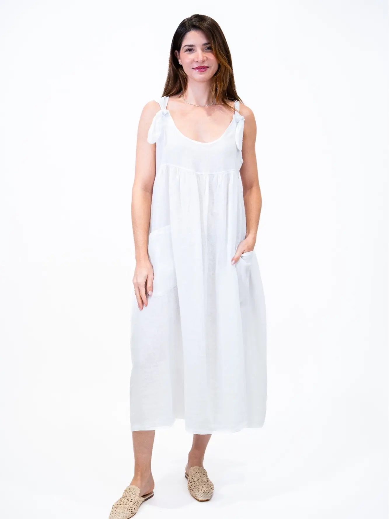 linen long sleeveless dress One Size XS-1XL linen long sleeveless dress One Size XS-1XL