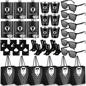 Groomsmen Gifts Groomsmen Proposal Box with  Stainless Steel Wine Bottle Funnel, Wine Glass, Poker Bottle Opener, Glasses, Socks, Wedding Proposal Gift, Party Supplies Set anniversary gifts for him