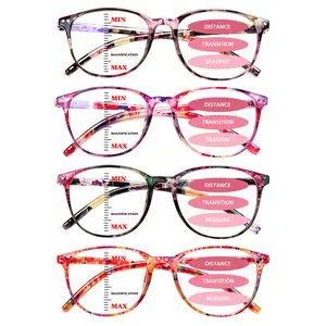 4 Pack Progressive Multifocal Reading Glasses for Women Oprah style Blue Light Blocking Spring Hinger Readers