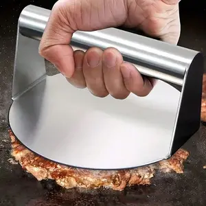 1 stainless steel hamburger meat press, a non-stick hamburger patch-making tool, suitable for steaks and mini burgers, Ergonomic handle and flat design ensure even meat pressing, for barbecue kitchens, Kitchen gadget