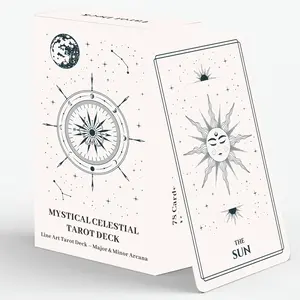 Mystical Starry Tarot Cards Set, 78 Tarot Cards for Beginners, Includes Major and Minor Arcana, Guidebook Included, Modern Line Art Tarot, Tarot Card Decks, Card Games