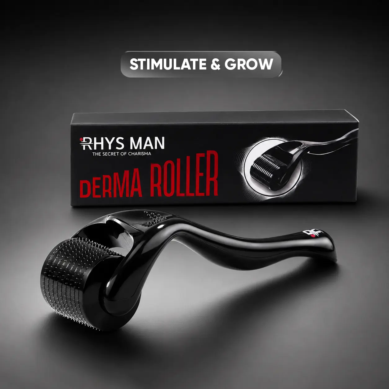 Rhys Man Beard Care Roller for Men – Titanium Grooming Tool & Scalp Care Kit, Supports Fuller-Looking Beard, Comfortable Grip Handle, Ideal for Daily Routine