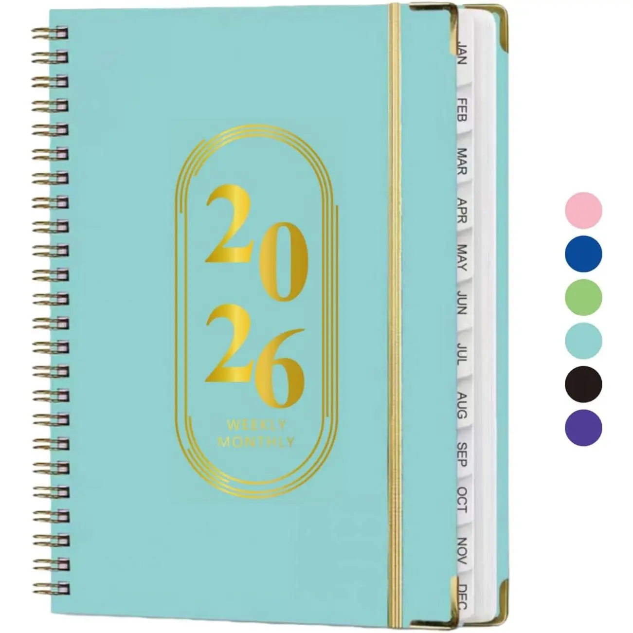 Daily Planner 2026 For Women Men,Weekly and Monthly Planner,Jan 2026 to Dec 2026,Small A5 Size (6.3" x 8.5"),Academic Calendar Planning Book with Tabs,for Office HomeSchool,Lake Blue