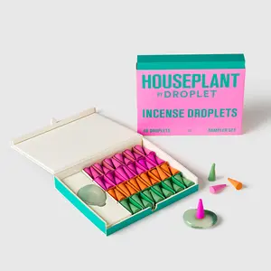 Droplets by Seth Rogen. Houseplant x Droplet Incense Set, 48 Hand-Rolled Droplets + Marbled Glass Holder, 4 Signature Scents, Low Smoke Home Fragrance