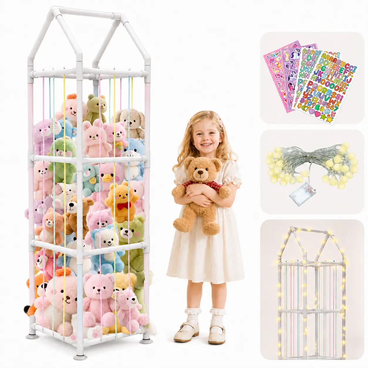 Stuffed Animal Storage with Suction Cups, Upgraded ABS Stuffed Animal Holder, Toy Storage Organizer with Elastic Bands, Plush Toy Organizer for Nursery, Playroom, Kids Bedroom#tiktokshopbacktoschool
