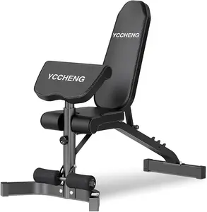 Muti-functional Adjustable Weight Bench/Workout Bench with Barbell Rack Set for Home Gym, Upright Incline Flat Exercise Benches with Preacher Pad