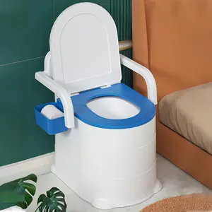 Portable Heavy-Duty Bedside Commode Squat Toilet with Armrests and Odor-Sealed Design for Elderly, Home & Bathroom Supplies