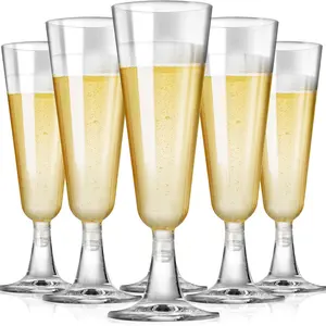 25 PCS/50PCS  Plastic Champagne Cups, Disposable Champagne Glasses, Wedding Toasting Cups - Elegant stemmed glasses for easy cleanup, perfect for birthday parties, weddings, and bar cocktail glasses. Party Supplies
