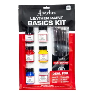 Angelus Leather Paint Basics Kit - Shoe Paint, Perfect for Beginners. Ideal for Shoes, Belts, Wallets, Bags, Sofas & more!