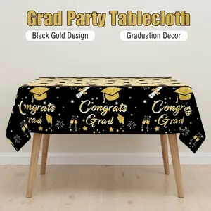 2026 New Disposable Graduation Tablecloth, & Balloon Design, Perfect for Home/kitchen/dining Room Decoration, Graduation Party Decor, Ideal for Grad Parties