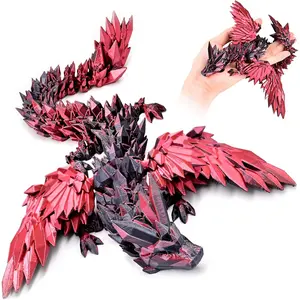 3D Printed Wings Flying Dragon - Colorful Articulated Dragon, Flexible Movable Design, Unique Gift Idea for Fantasy Lovers, Bedroom Desk Ornament Decor Industrial