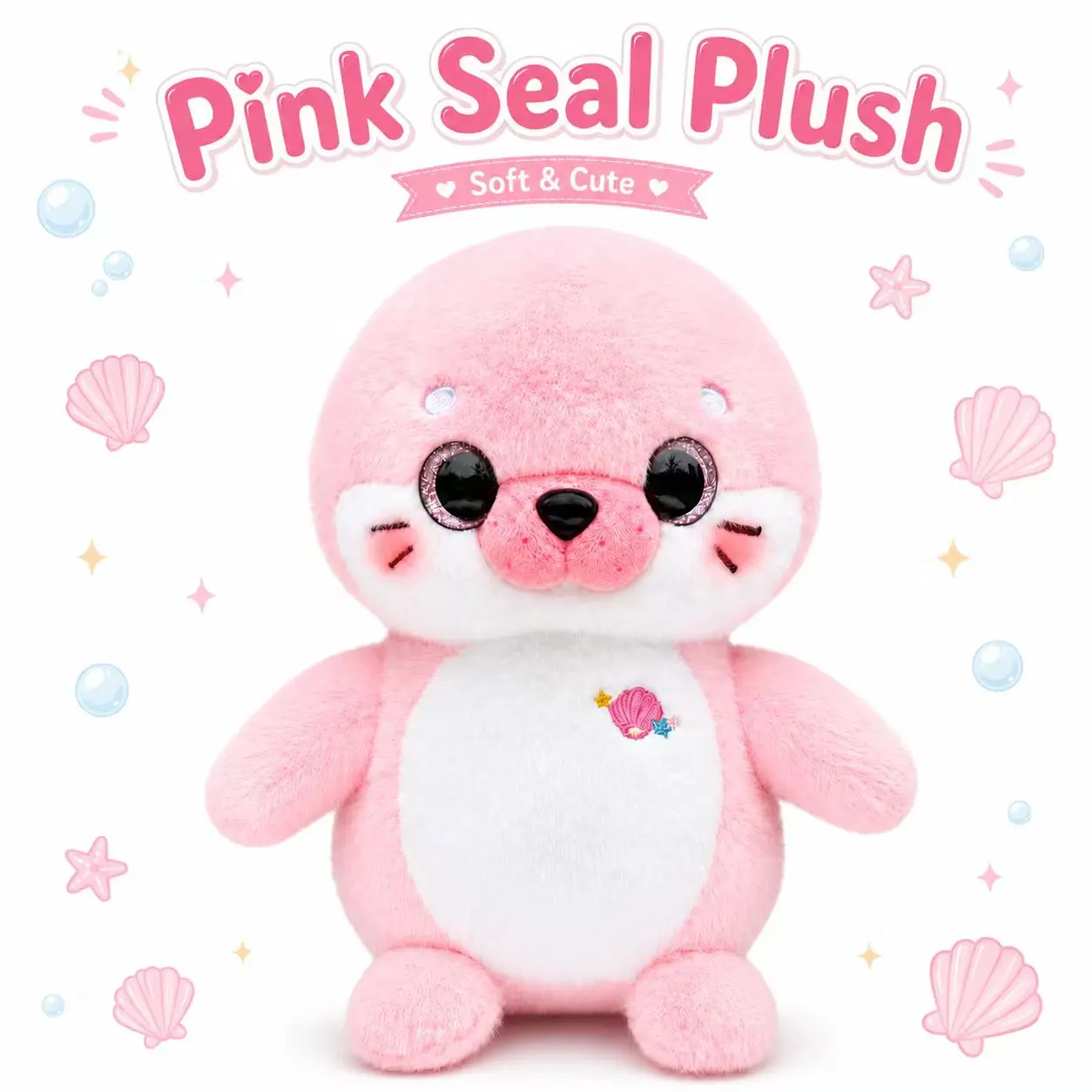 kawaii 10 in Seal Plush doll Toy, Soft cute adorable Gray or Pink huggable Stuffed Animal for Kids room decor child birthday gift decoration toy