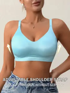 Women's No Underwire Stretch Sports Bra, Plain Color, Removable Pads, U-Back Design, High Support Full Coverage, Suitable for Daily Wear and Sports