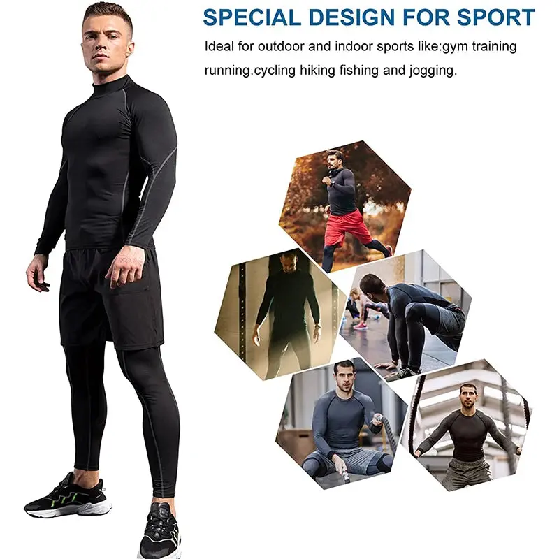Men's Long-Sleeve QuickDry Pro Compression Sport T-Shirt, for Sports & Outdoor Activities
