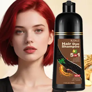 Instant Wine Red Hair Dye Shampoo 5 in 1 for Gray Hair,Natural Hair Color Shampoo for Men & Women,17.6 FL OZ Herbal Red Hair Shampoo & Red Hair Dye Colors in Minutes,champu para teñir el cabello